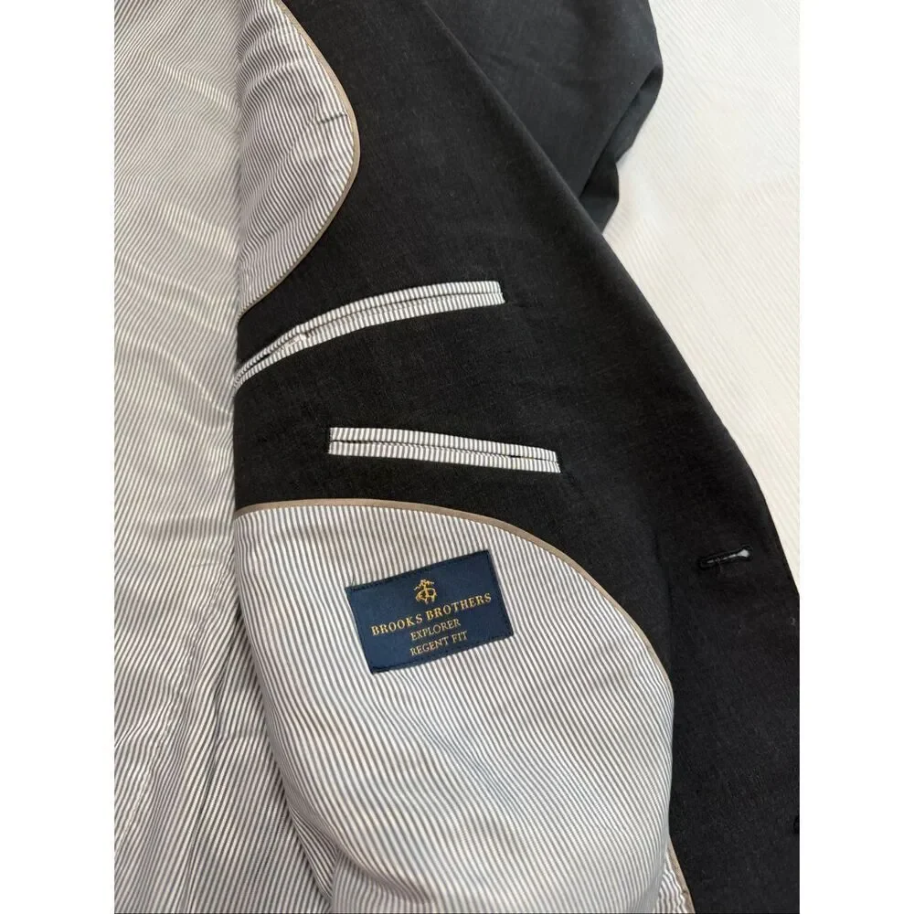 Brooks Brothers Explorer Regent Fit 2 Button Charcoal Grey Suit Size 44L